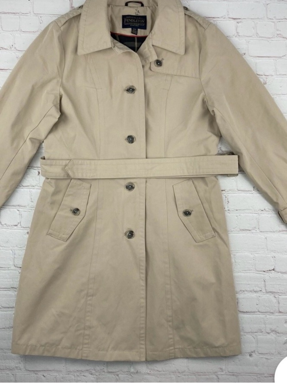 Pendleton Khaki Trench Coat with Belted Waist